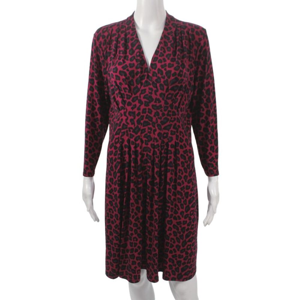 Catherine Catherine Malandrino Women Black Animal Print VNeck Dress Size L